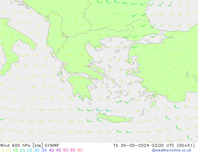 Wind 900 hPa ECMWF do 30.05.2024 03 UTC