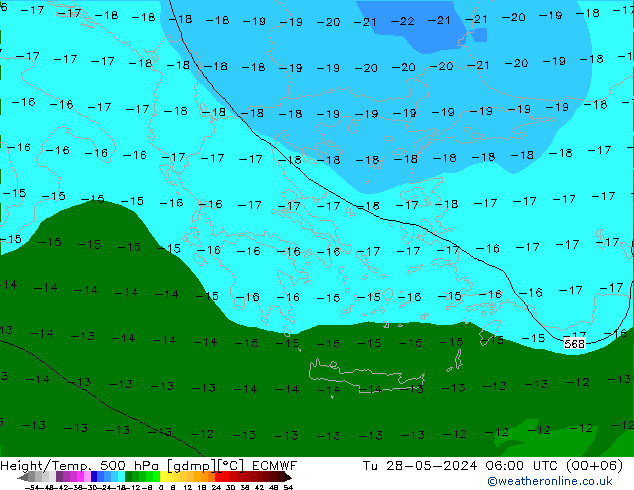 Height/Temp. 500 гПа ECMWF вт 28.05.2024 06 UTC