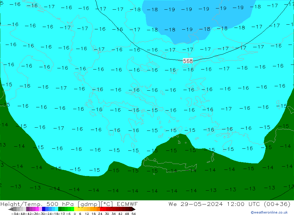 Z500/Rain (+SLP)/Z850 ECMWF mer 29.05.2024 12 UTC