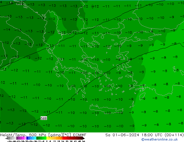 Geop./Temp. 500 hPa ECMWF sáb 01.06.2024 18 UTC