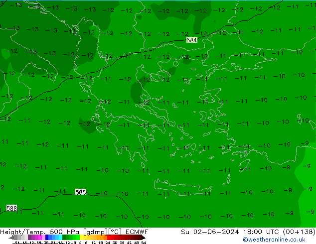 Z500/Rain (+SLP)/Z850 ECMWF Dom 02.06.2024 18 UTC