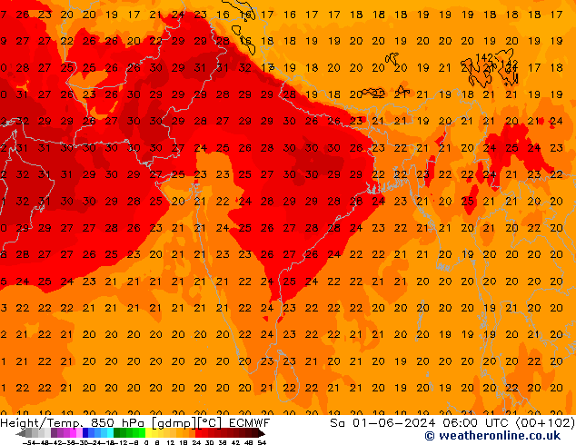 Z500/Yağmur (+YB)/Z850 ECMWF Cts 01.06.2024 06 UTC