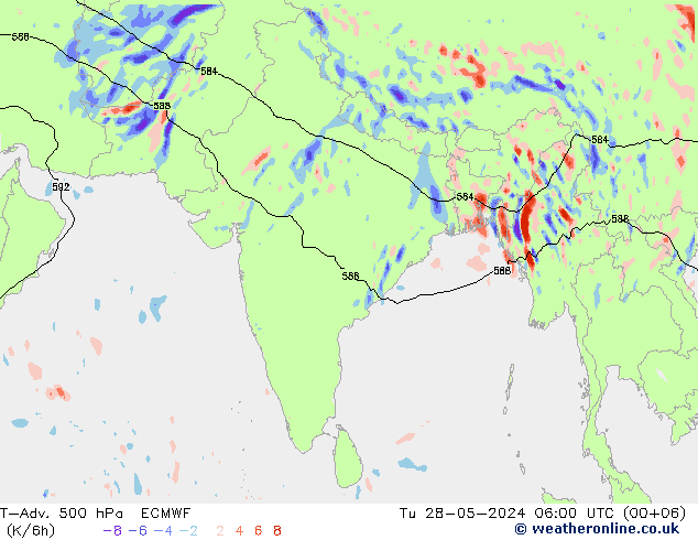 T-Adv. 500 hPa ECMWF Tu 28.05.2024 06 UTC