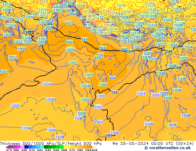 Thck 500-1000hPa ECMWF mer 29.05.2024 00 UTC