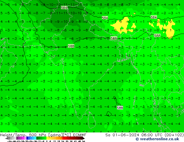 Z500/Yağmur (+YB)/Z850 ECMWF Cts 01.06.2024 06 UTC