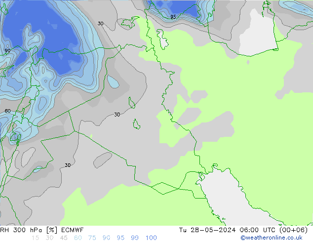 RH 300 hPa ECMWF Ter 28.05.2024 06 UTC