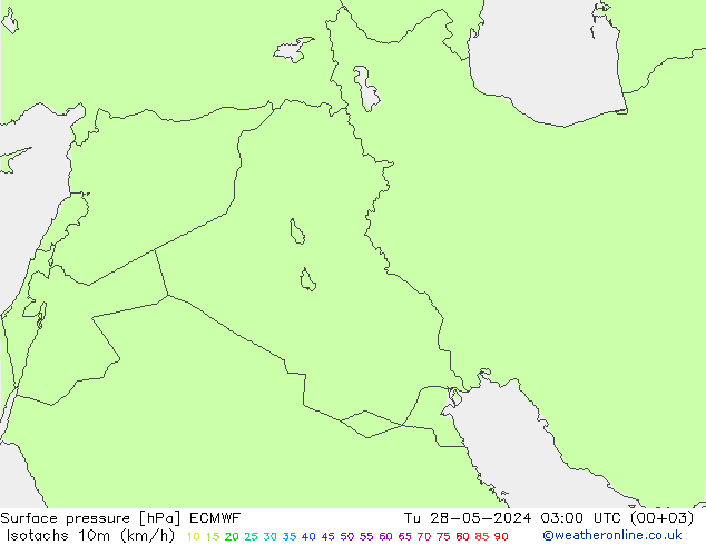 Isotachs (kph) ECMWF Tu 28.05.2024 03 UTC