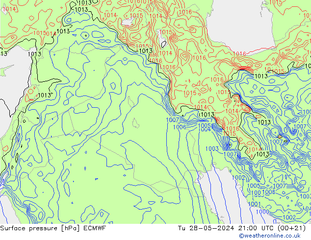 Yer basıncı ECMWF Sa 28.05.2024 21 UTC