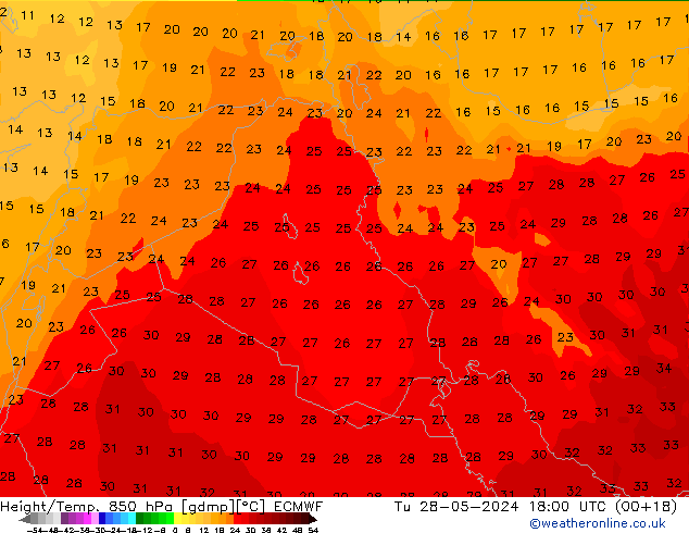 Z500/Regen(+SLP)/Z850 ECMWF di 28.05.2024 18 UTC