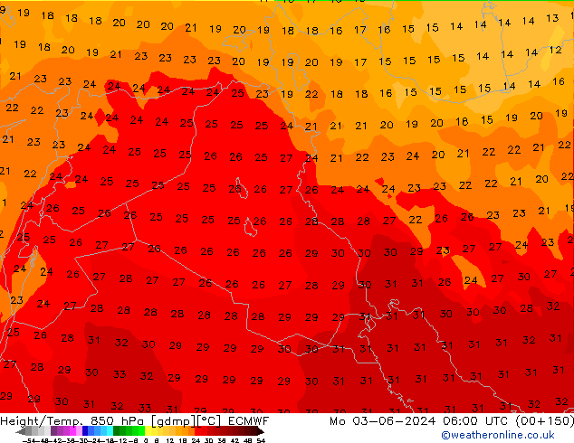 Height/Temp. 850 hPa ECMWF Seg 03.06.2024 06 UTC