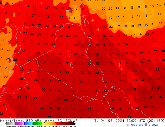 Z500/Rain (+SLP)/Z850 ECMWF mar 04.06.2024 12 UTC