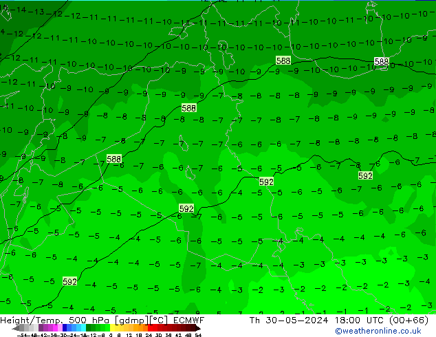 Z500/Regen(+SLP)/Z850 ECMWF do 30.05.2024 18 UTC