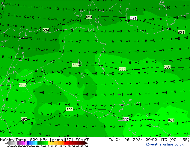 Z500/Rain (+SLP)/Z850 ECMWF Tu 04.06.2024 00 UTC