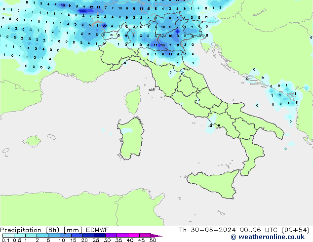 Z500/Rain (+SLP)/Z850 ECMWF Qui 30.05.2024 06 UTC