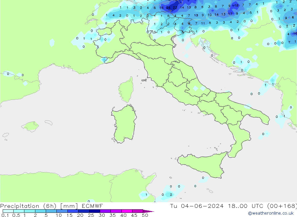 Z500/Rain (+SLP)/Z850 ECMWF wto. 04.06.2024 00 UTC