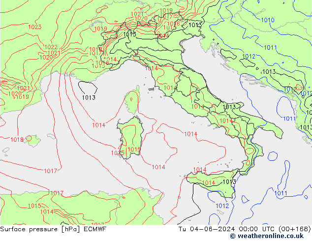 Pressione al suolo ECMWF mar 04.06.2024 00 UTC