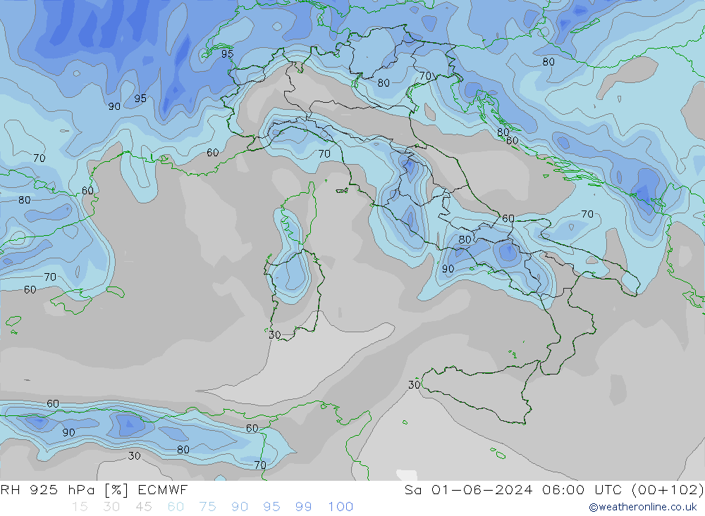 RH 925 hPa ECMWF  01.06.2024 06 UTC