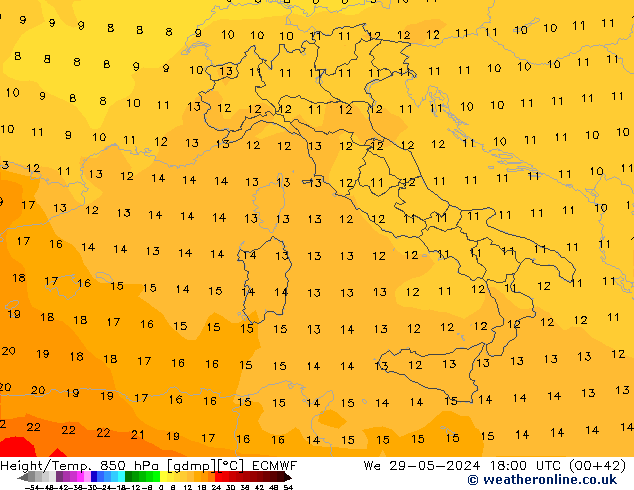 Z500/Rain (+SLP)/Z850 ECMWF We 29.05.2024 18 UTC