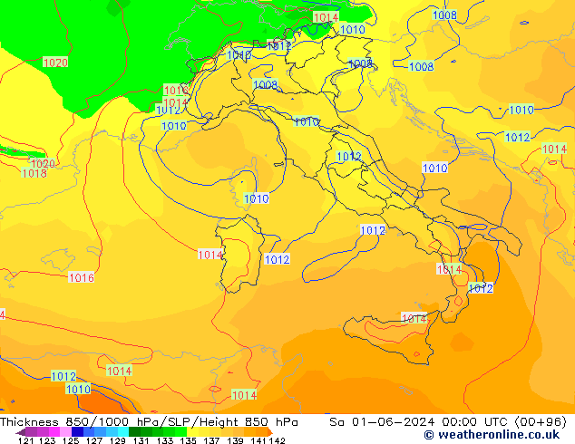 Thck 850-1000 hPa ECMWF Sáb 01.06.2024 00 UTC