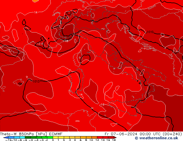 Theta-W 850hPa ECMWF Sex 07.06.2024 00 UTC