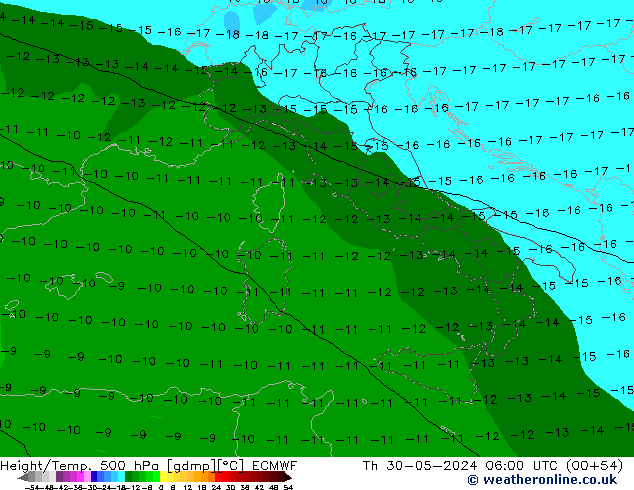 Z500/Rain (+SLP)/Z850 ECMWF Qui 30.05.2024 06 UTC