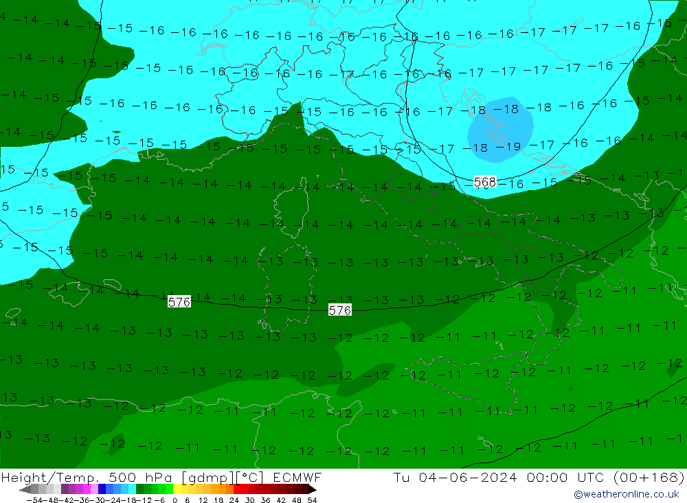 Z500/Rain (+SLP)/Z850 ECMWF wto. 04.06.2024 00 UTC