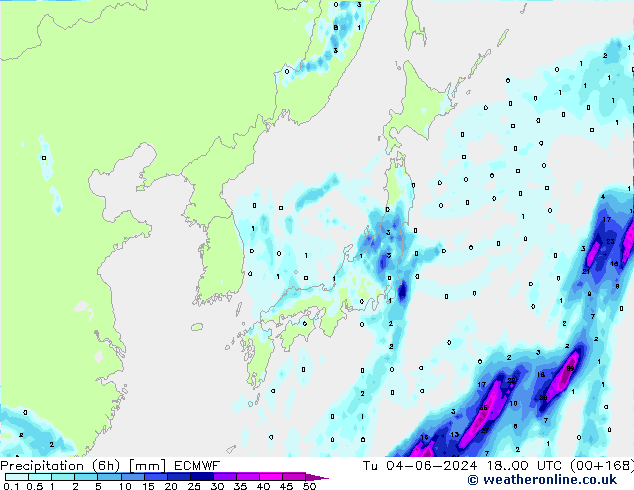 Z500/Rain (+SLP)/Z850 ECMWF wto. 04.06.2024 00 UTC