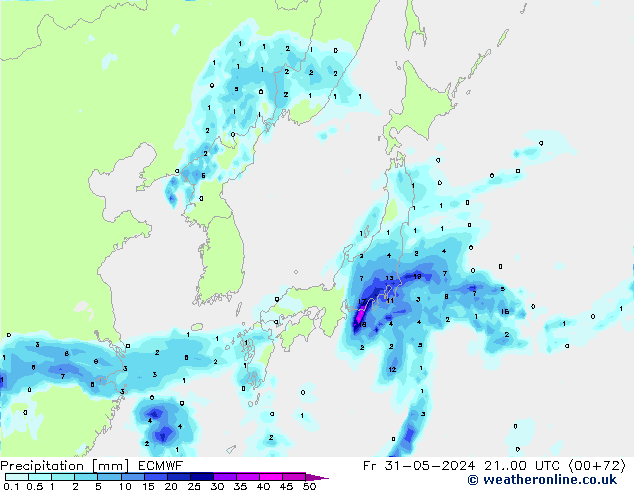 Precipitation ECMWF Fr 31.05.2024 00 UTC