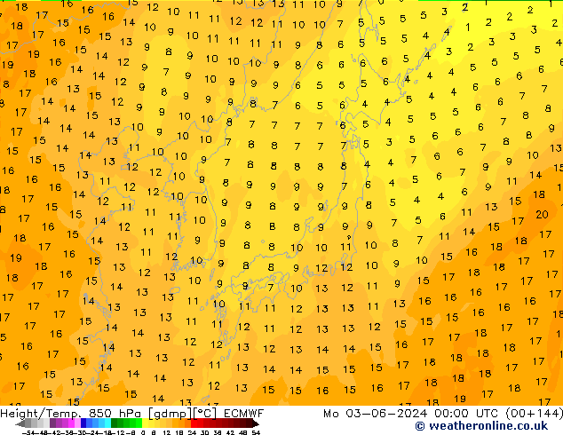 Z500/Rain (+SLP)/Z850 ECMWF Mo 03.06.2024 00 UTC