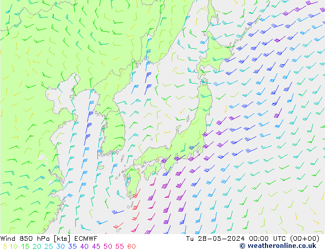 Viento 850 hPa ECMWF mar 28.05.2024 00 UTC