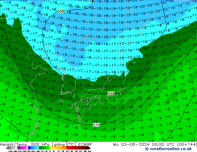 Z500/Rain (+SLP)/Z850 ECMWF Mo 03.06.2024 00 UTC