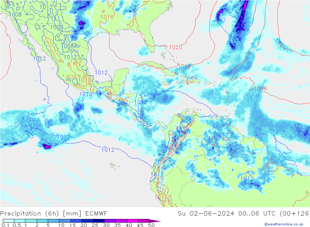 Z500/Yağmur (+YB)/Z850 ECMWF Paz 02.06.2024 06 UTC