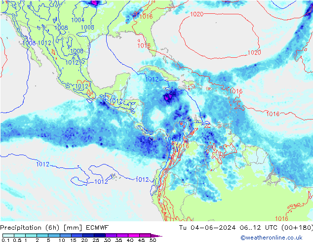 Z500/Yağmur (+YB)/Z850 ECMWF Sa 04.06.2024 12 UTC