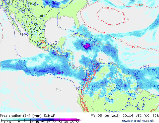 Precipitazione (6h) ECMWF mer 05.06.2024 06 UTC