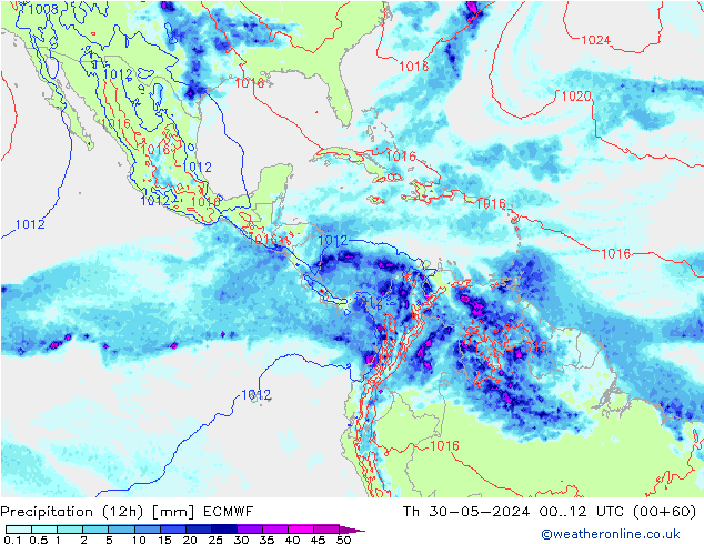 Precipitación (12h) ECMWF jue 30.05.2024 12 UTC