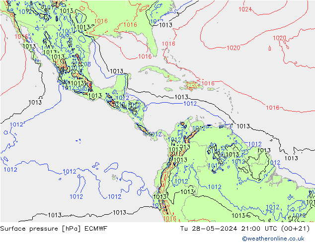 Surface pressure ECMWF Tu 28.05.2024 21 UTC