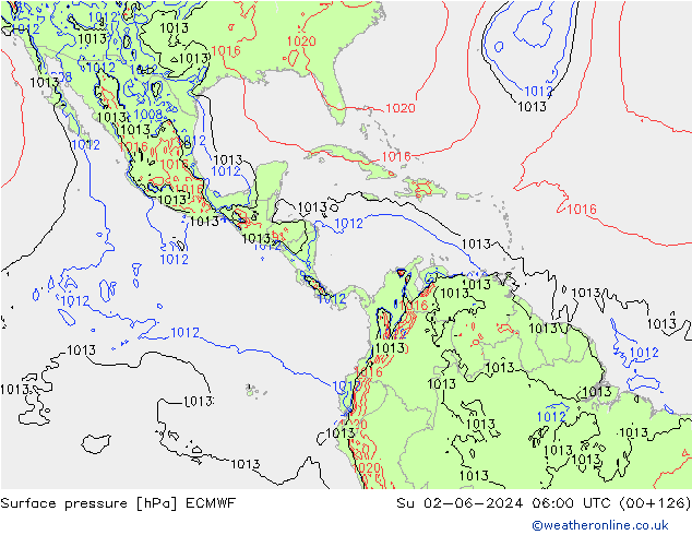 Surface pressure ECMWF Su 02.06.2024 06 UTC