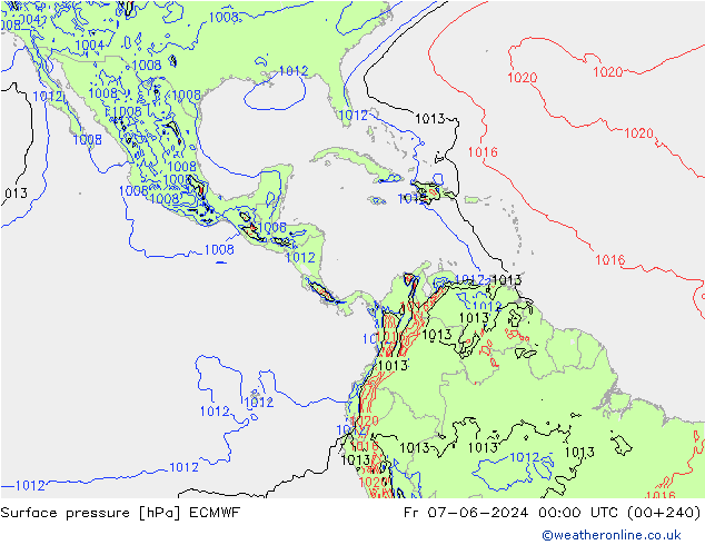 Luchtdruk (Grond) ECMWF vr 07.06.2024 00 UTC