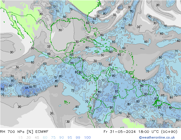 RH 700 hPa ECMWF Fr 31.05.2024 18 UTC