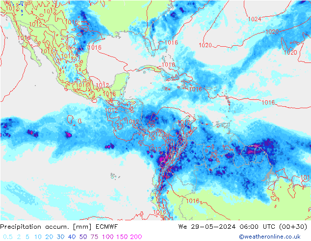 Precipitation accum. ECMWF We 29.05.2024 06 UTC