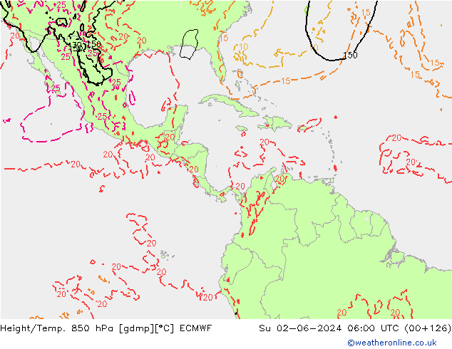 Z500/Rain (+SLP)/Z850 ECMWF dim 02.06.2024 06 UTC