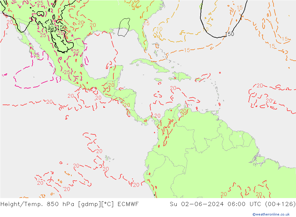 Z500/Rain (+SLP)/Z850 ECMWF dom 02.06.2024 06 UTC