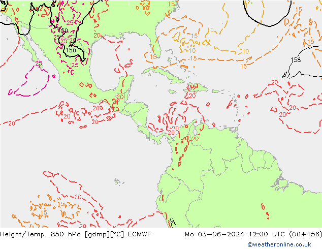 Height/Temp. 850 hPa ECMWF Mo 03.06.2024 12 UTC