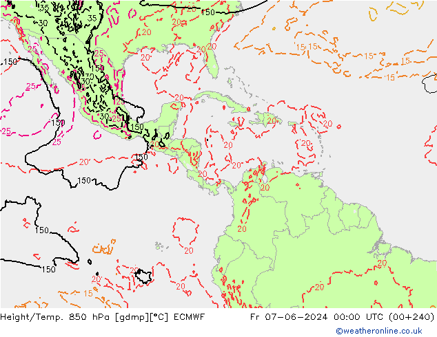 Height/Temp. 850 hPa ECMWF  07.06.2024 00 UTC