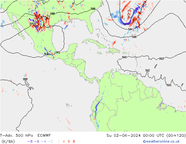 T-Adv. 500 hPa ECMWF dom 02.06.2024 00 UTC