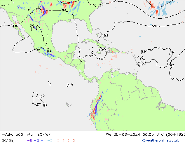 T-Adv. 500 hPa ECMWF mer 05.06.2024 00 UTC