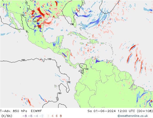 T-Adv. 850 hPa ECMWF Sa 01.06.2024 12 UTC