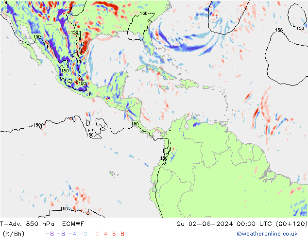 T-Adv. 850 hPa ECMWF dom 02.06.2024 00 UTC