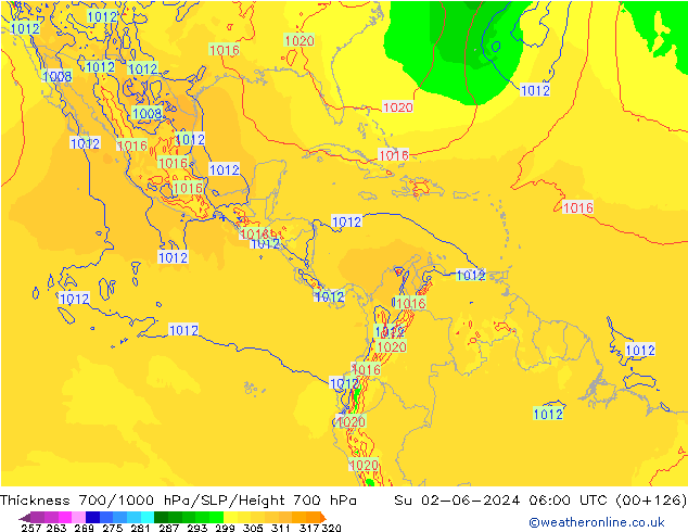 Thck 700-1000 hPa ECMWF Su 02.06.2024 06 UTC