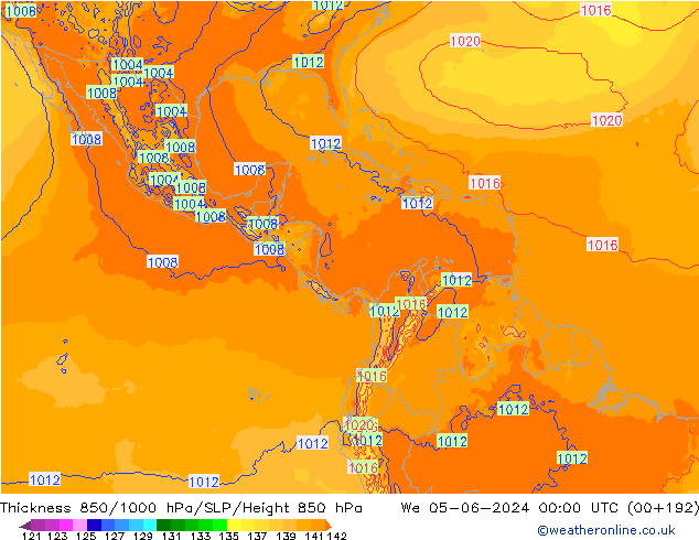 Thck 850-1000 hPa ECMWF śro. 05.06.2024 00 UTC